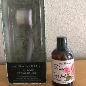 Dual sided Laura Ashley facial brush & Rose Water